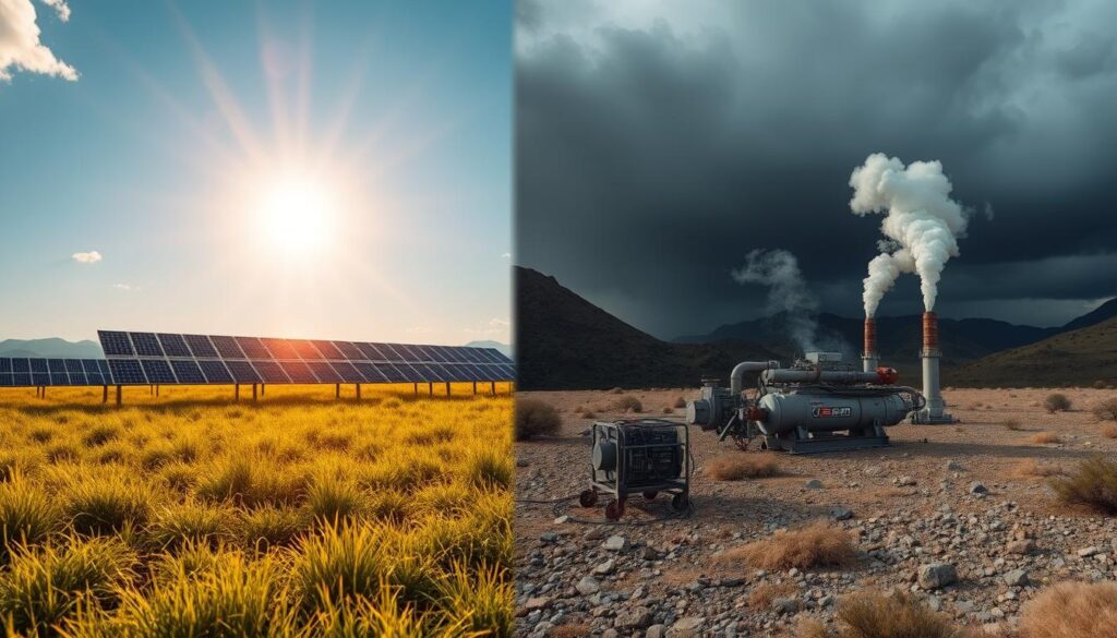 Solar and gas generator comparison